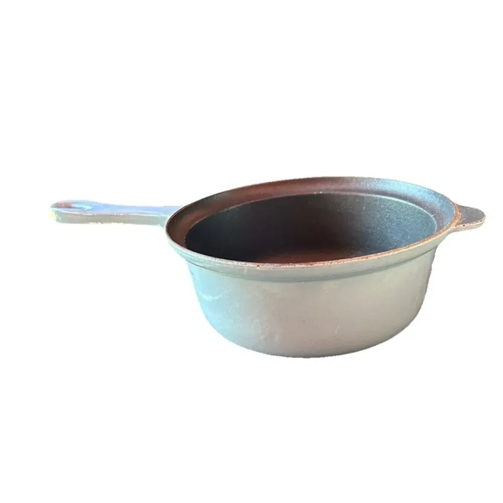 Vintage Le Creuset Cast Iron Saucepan Blue Open Handle #18 No Lid France 2